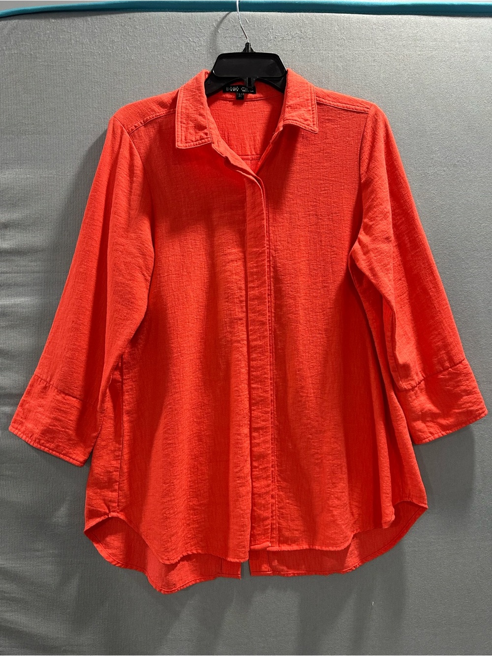 Relaxed Coral Button-Down Shirt by Coldwater Creek